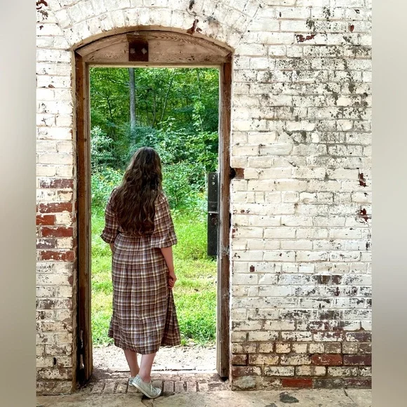 Madewell Autumn Checkered Midi Dress Size S - Picture 9 of 9